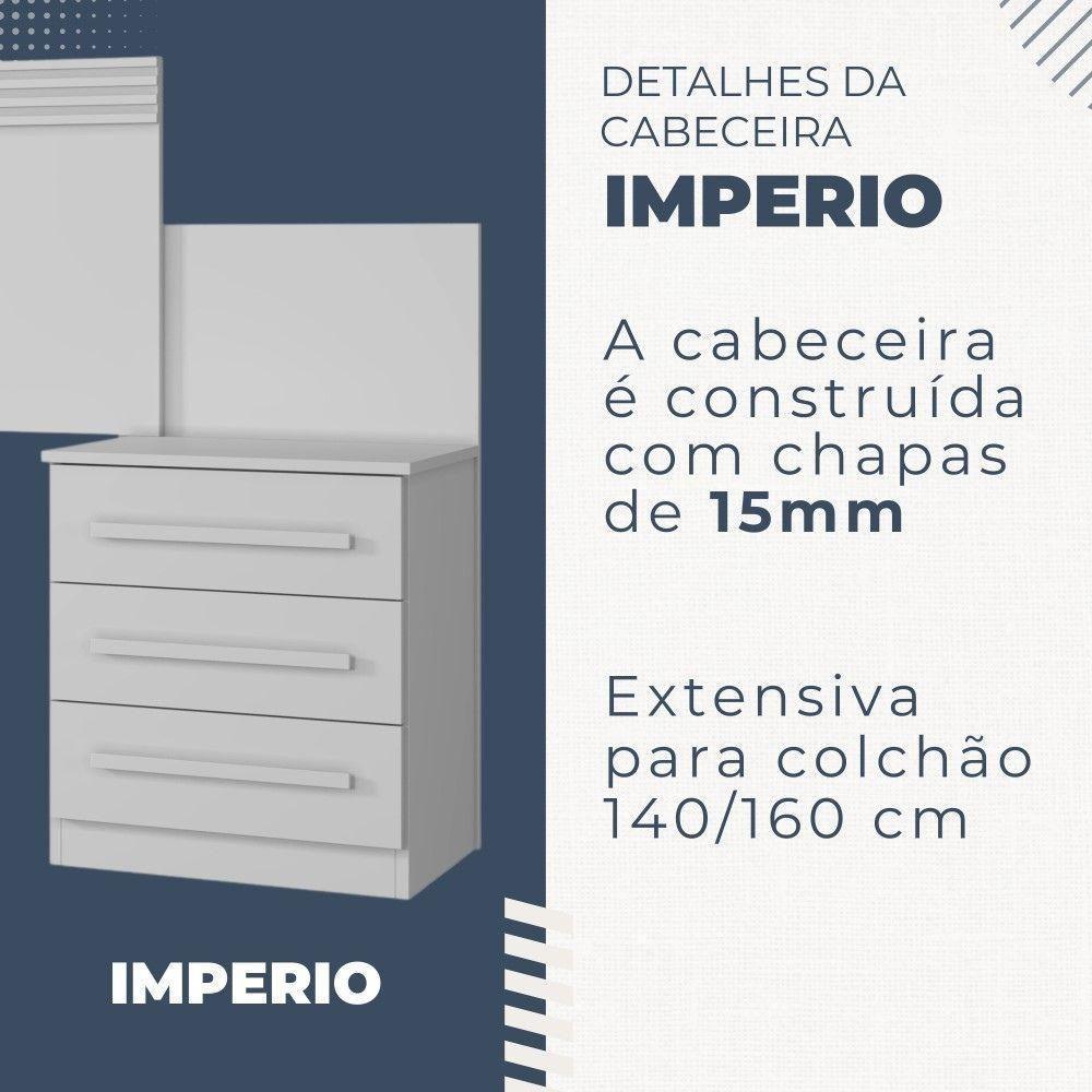 Cabeceira Casal Império Extensível Com Mesa De Cabeceira Benetil Branco - 4