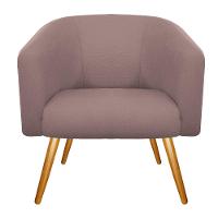 Poltrona Luiza Couro Ecológico Nozes E Linho Rosê - 1