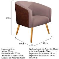 Poltrona Luiza Couro Ecológico Nozes E Linho Rosê - 6