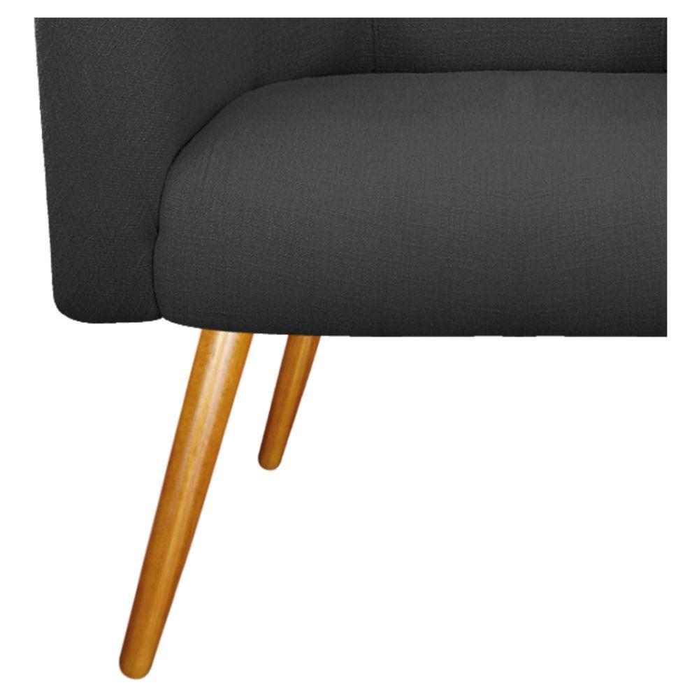 Poltrona Luiza Couro Ecológico Nozes E Linho Chumbo - 3