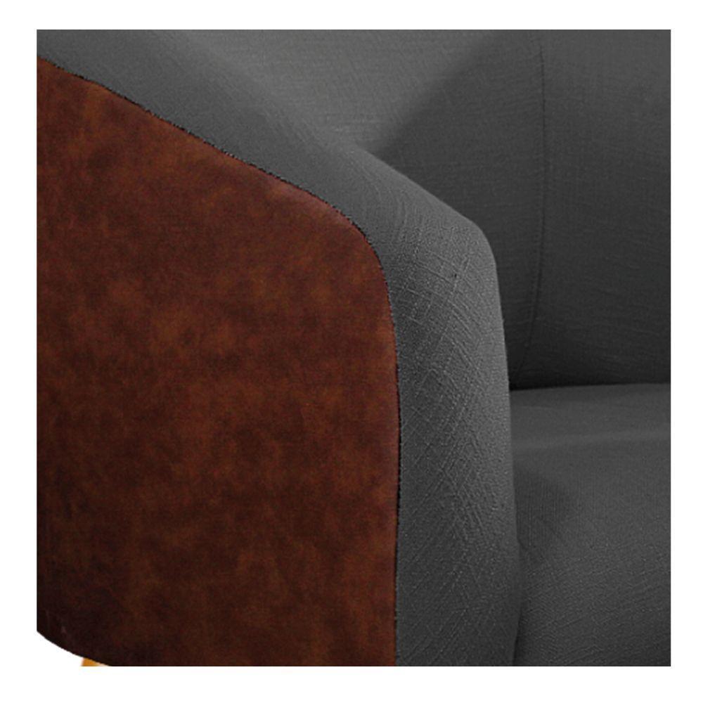 Poltrona Luiza Couro Ecológico Nozes E Linho Chumbo - 5