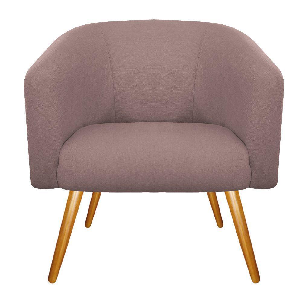 02 Poltronas Luiza Couro Ecológico Nozes E Linho Rosê - 5