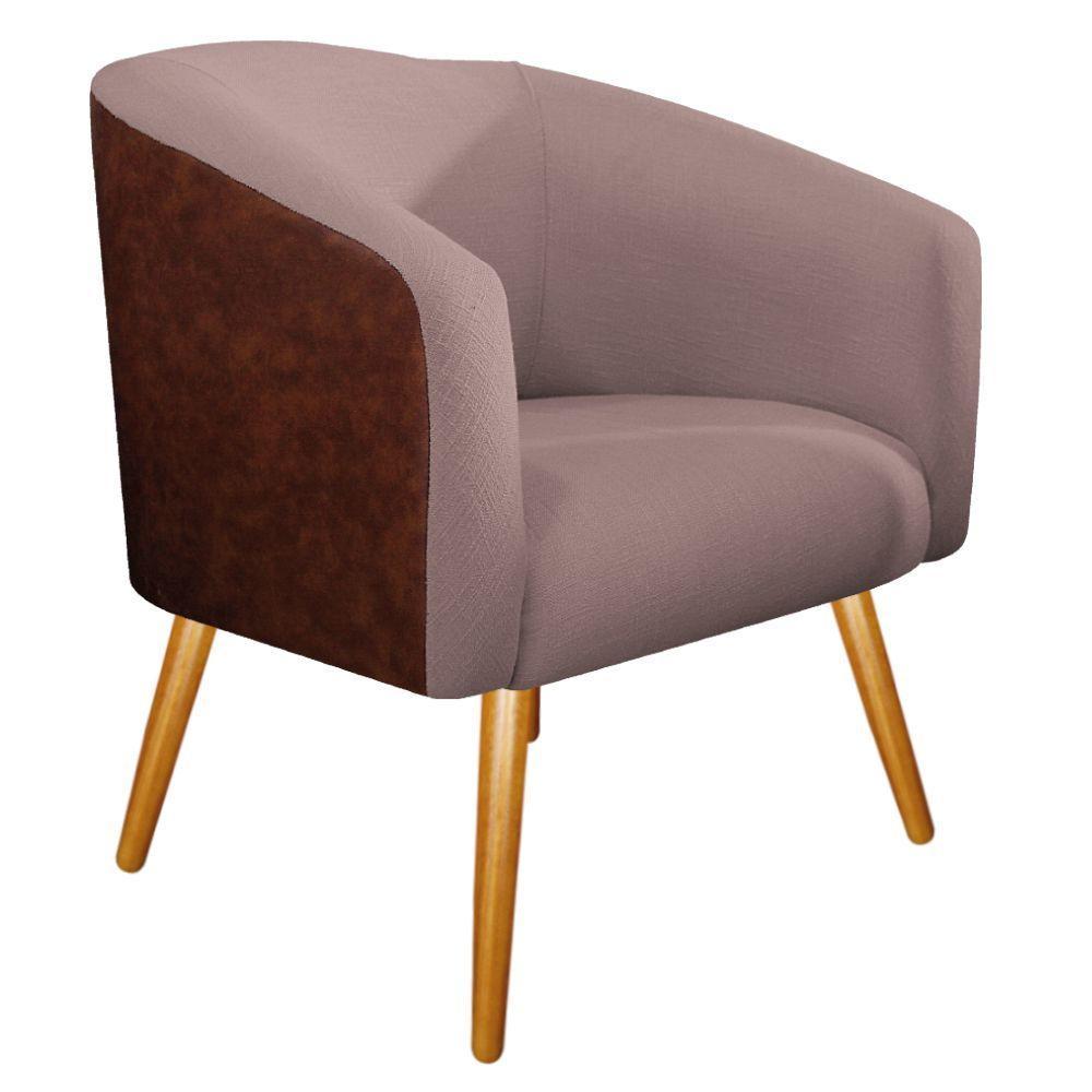 02 Poltronas Luiza Couro Ecológico Nozes E Linho Rosê - 6