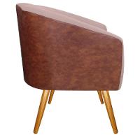 02 Poltronas Luiza Couro Ecológico Nozes E Linho Rosê