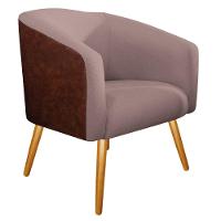 02 Poltronas Luiza Couro Ecológico Nozes E Linho Rosê - 6