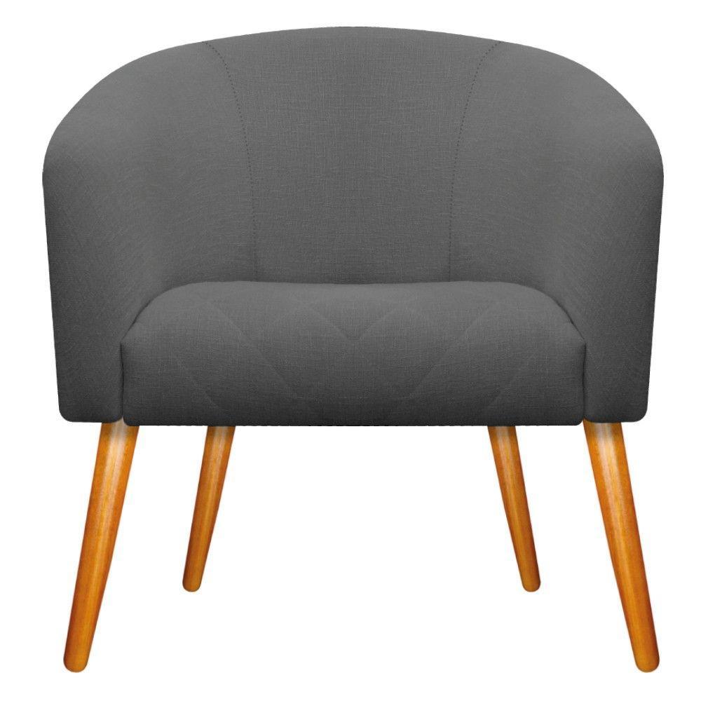 02 Poltronas Luiza Palito Mel Linho Chumbo - 3