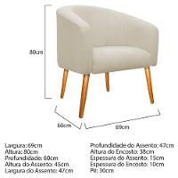 Poltrona Luiza Pés Palito Mel Linho Bege - 1