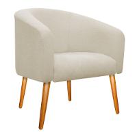 Poltrona Luiza Pés Palito Mel Linho Bege