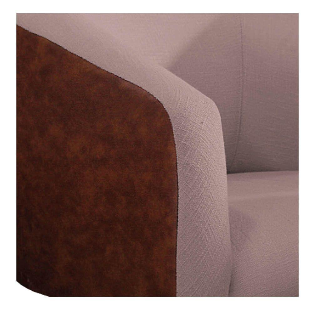 Poltrona Base Giratória De Metal Nozes E Linho Rosê - 3