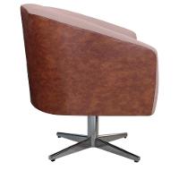 Poltrona Base Giratória De Metal Nozes E Linho Rosê