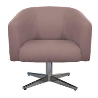 Poltrona Base Giratória De Metal Nozes E Linho Rosê - 6