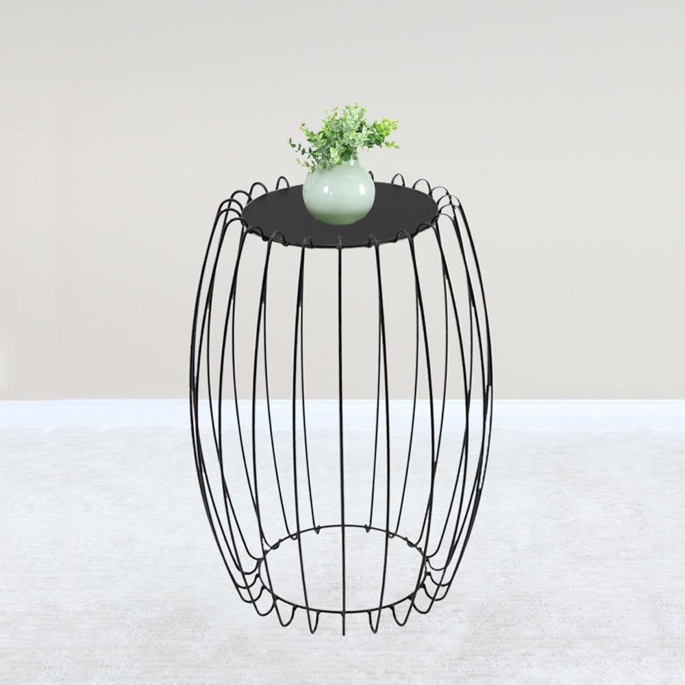 Mesa Apoio Lateral 43 Cm Tampo Vidro Preto Base Metal Preto Nacc Preto Preto - 2