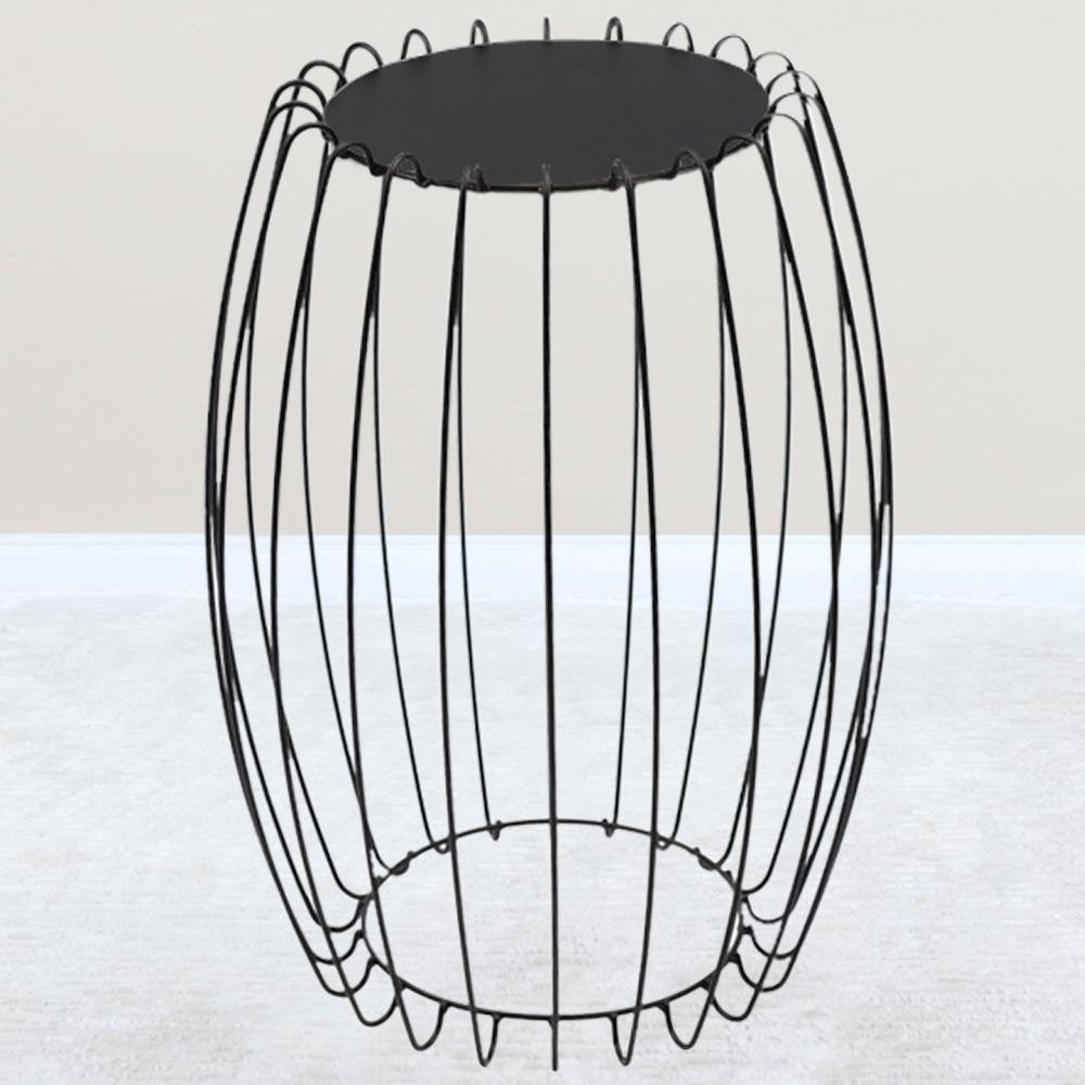 Mesa Apoio Lateral 43 Cm Tampo Vidro Preto Base Metal Preto Nacc Preto Preto - 5