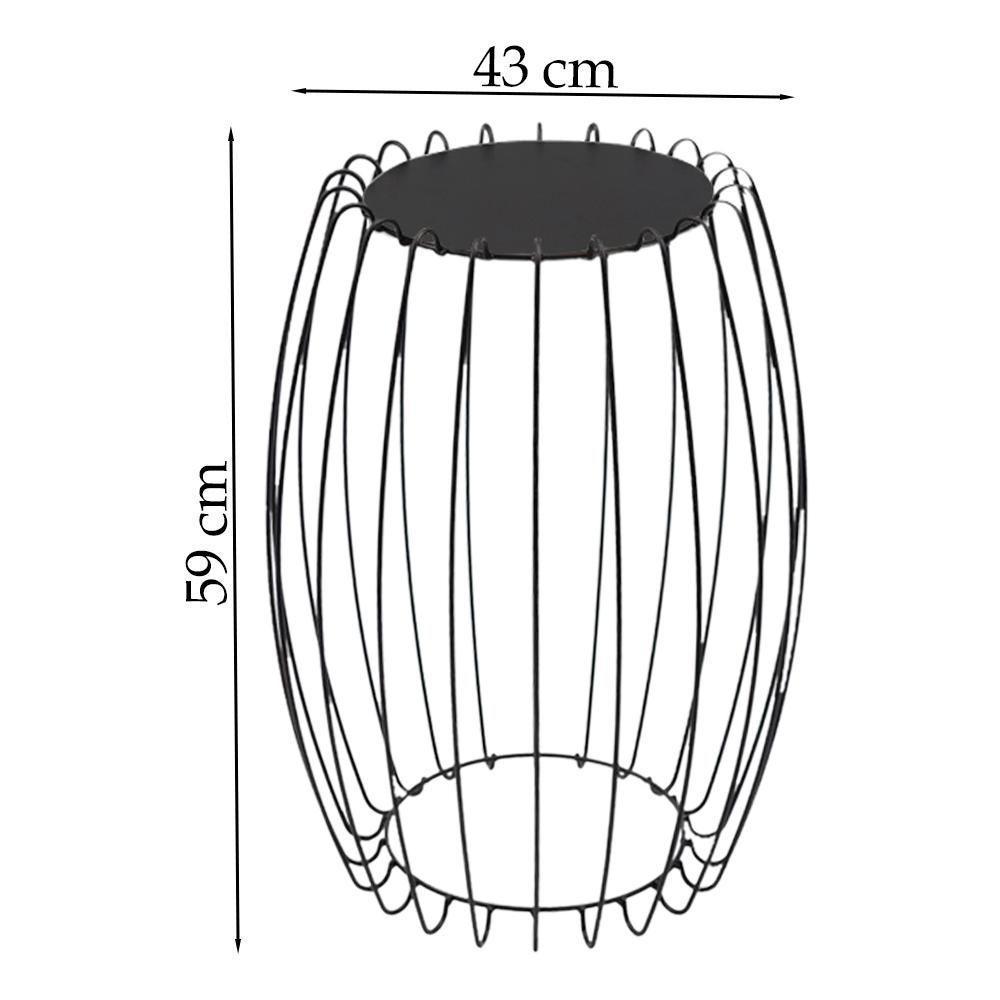 Mesa Apoio Lateral 43 Cm Tampo Vidro Preto Base Metal Preto Nacc Preto Preto - 6