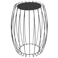 Mesa Apoio Lateral 43 Cm Tampo Vidro Preto Base Metal Preto Nacc Preto Preto - 1