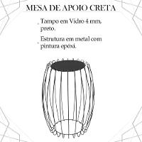 Mesa Apoio Lateral 43 Cm Tampo Vidro Preto Base Metal Preto Nacc Preto Preto