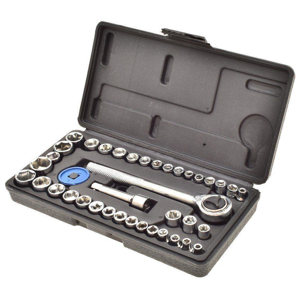 Jogo Chave Catraca Reversível Kit De Soquetes 40 Peças - Fertak - 1