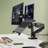 Kit Suporte Articulado Monitor E Notebook Pistão F160 Nb + Bandeja Apoio Nbh-2