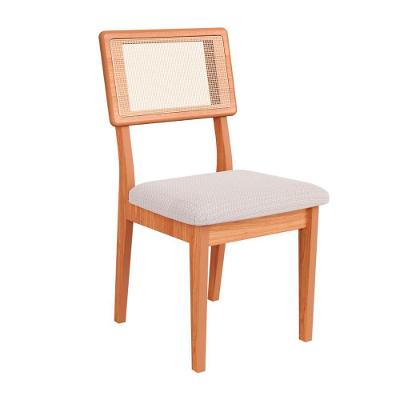 Cadeira Em Mdf Freijó Assento Estofado Bege Rústico E Encosto Com Tela Dalla Costa