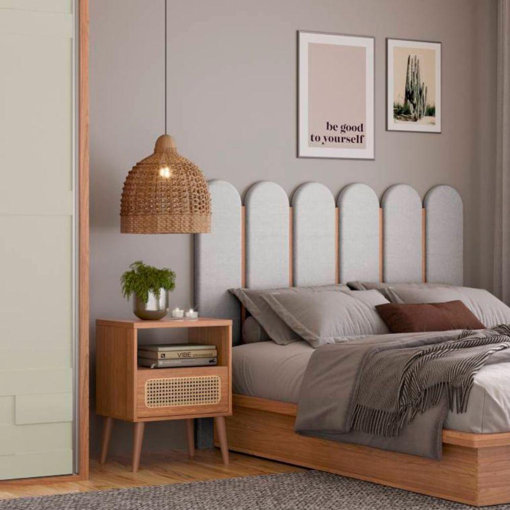 Mesa De Cabeceira Palha Natural Em Mdf 50 Cm Com 1 Gaveta Tw48 Freijó Dalla Costa - 2