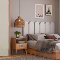 Mesa De Cabeceira Palha Natural Em Mdf 50 Cm Com 1 Gaveta Tw48 Freijó Dalla Costa - 2