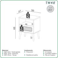 Mesa De Cabeceira Palha Natural Em Mdf 50 Cm Com 1 Gaveta Tw48 Freijó Dalla Costa - 5