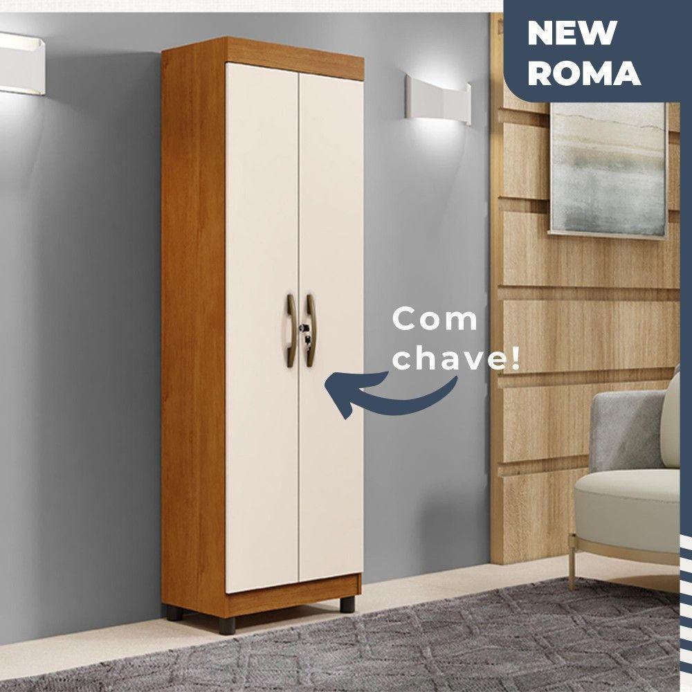 Multiuso New Roma 2 Portas 5 Prateleiras Em Mdp Benetil Móveis Cinamomo Com Off White - 5