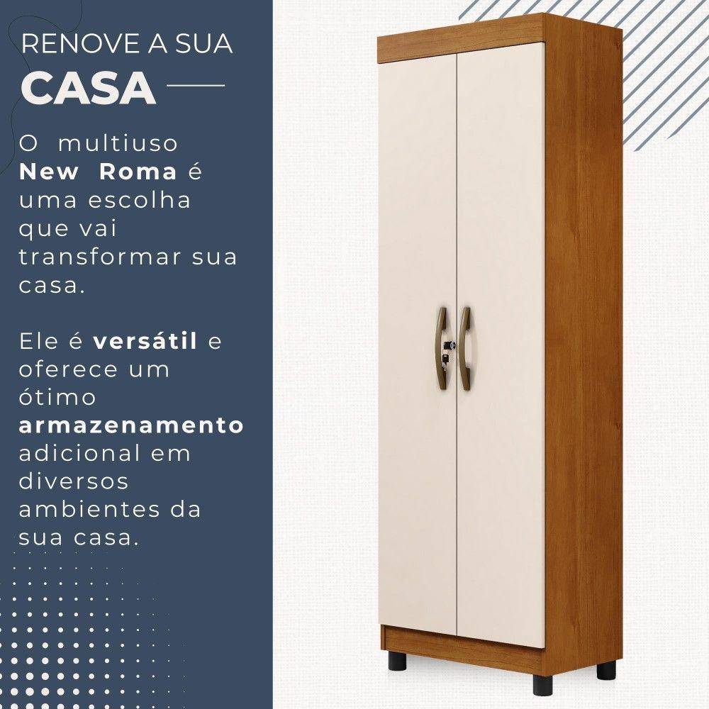 Multiuso New Roma 2 Portas 5 Prateleiras Em Mdp Benetil Móveis Cinamomo Com Off White - 6