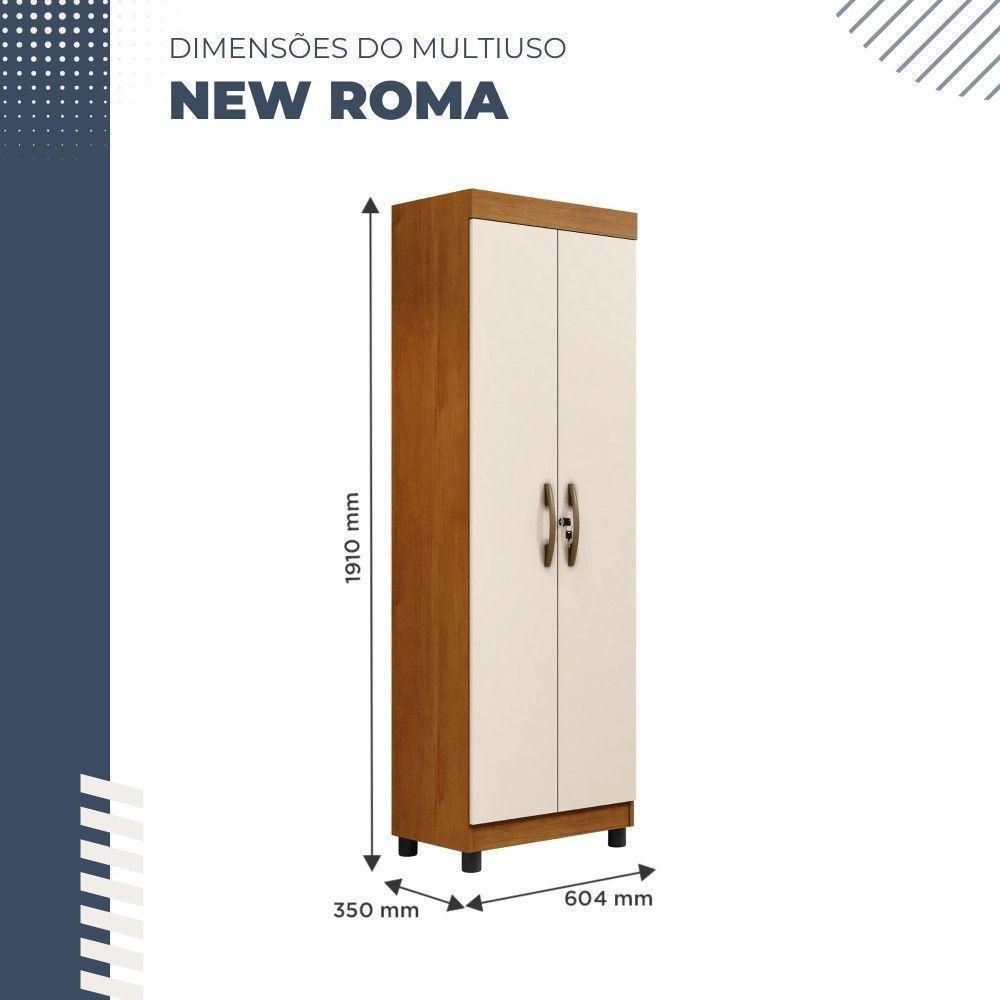 Multiuso New Roma 2 Portas 5 Prateleiras Em Mdp Benetil Móveis Cinamomo Com Off White - 8