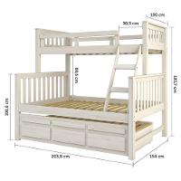 Treliche Com Cama De Casal Branco Lavado C/ Cama Auxiliar 3 Gavetas Madeira Pinus - Saraiva - 2