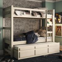 Treliche Solteiro Branco Lavado 3 Gavetas E 1 Escada Madeira De Pinus - Saraiva - 1