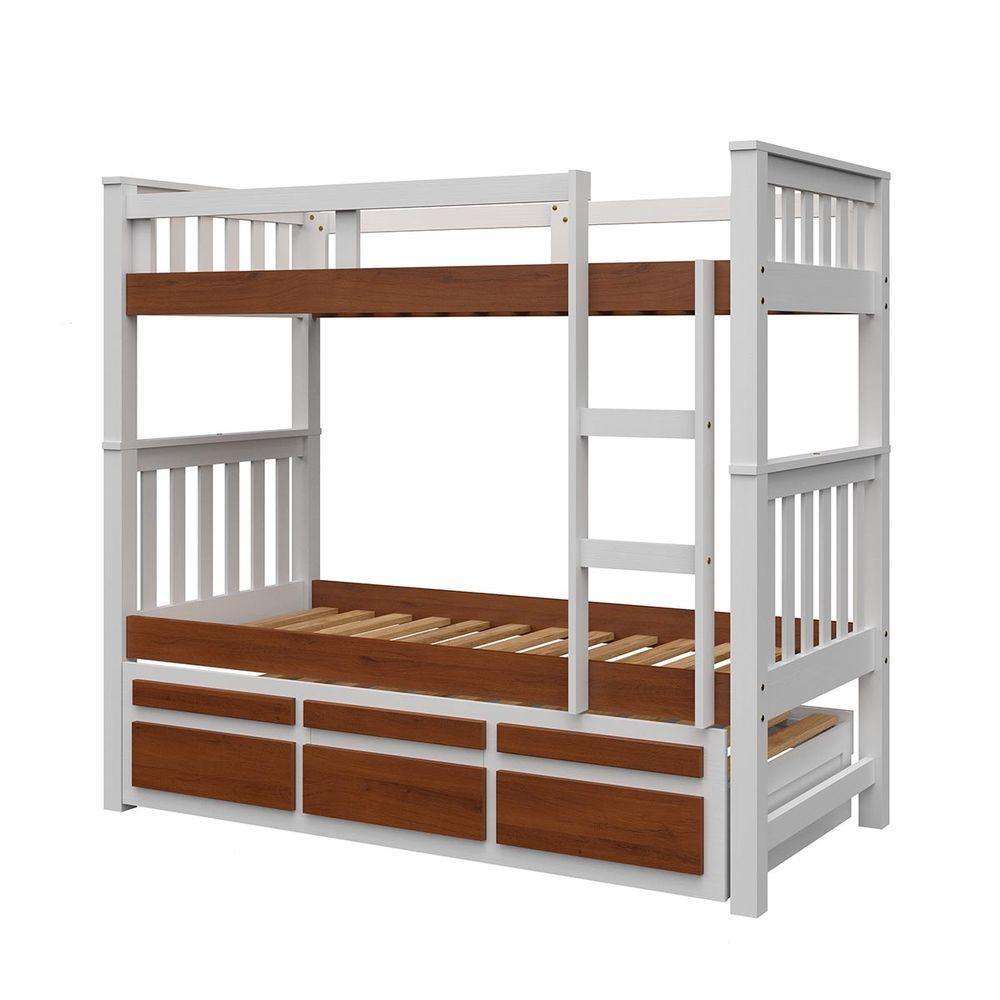 Treliche Solteiro Branco Lavado/carvalho 3 Gavetas E 1 Escada Madeira De Pinus - Saraiva - 3