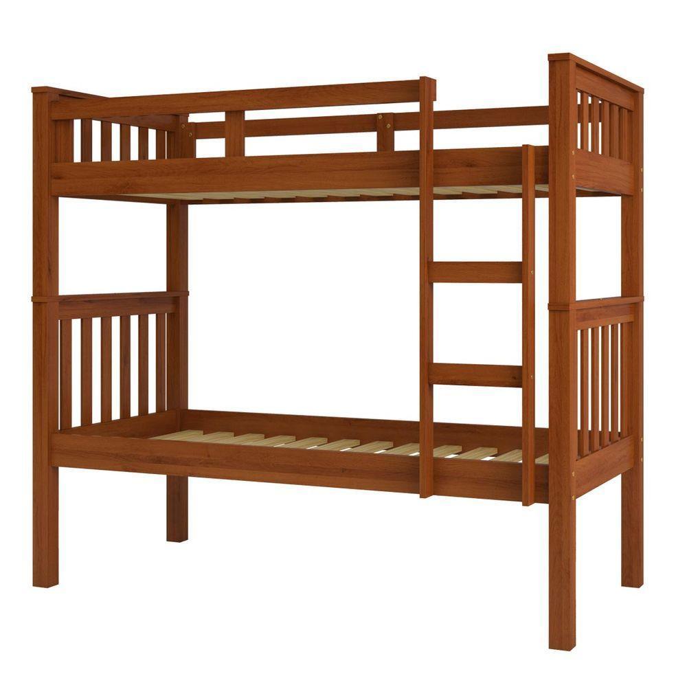 Beliche Solteiro Castanho Claro 100% Madeira Pinus C/ Escada Lateral - Saraiva - 3