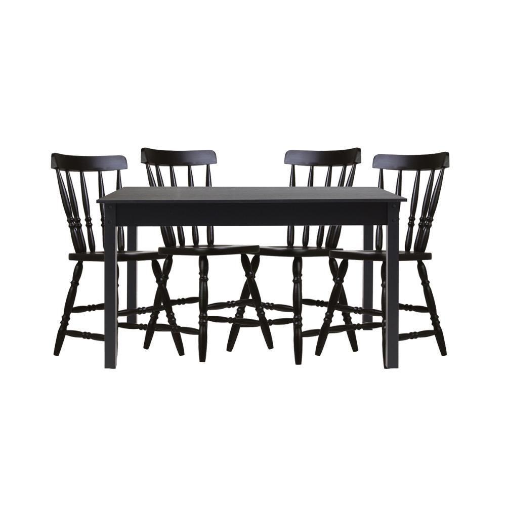 Mesa De Jantar Ditália Com 4 Cadeiras Ja-225 Cor:preto Preto - 1