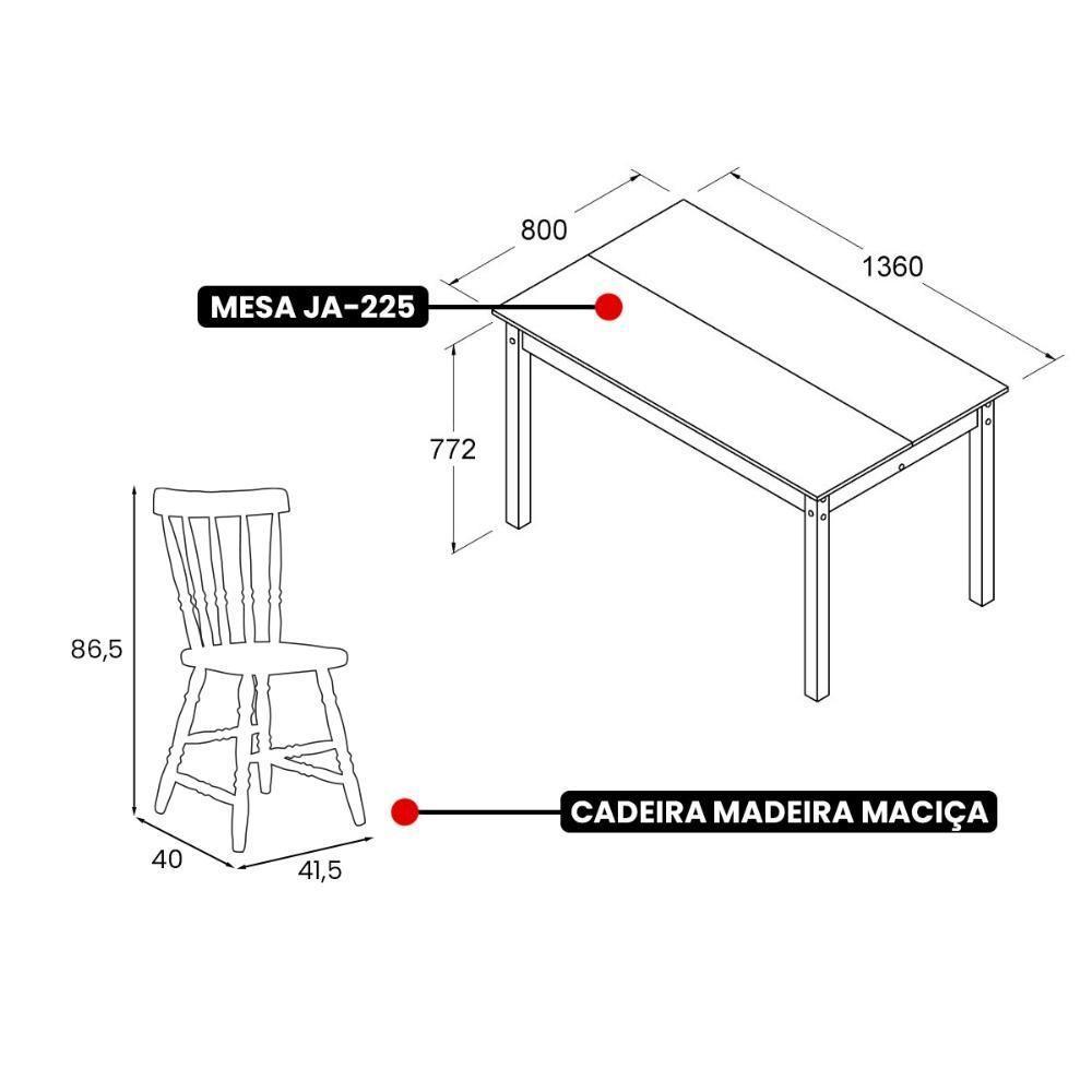 Mesa De Jantar Ditália Com 4 Cadeiras Ja-225 Cor:branco Branco - 5