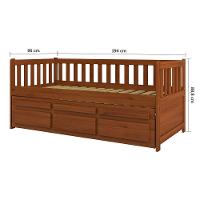 Bicama Reta Solteiro Castanho Claro 3 Gavetas Madeira Pinus - Saraiva