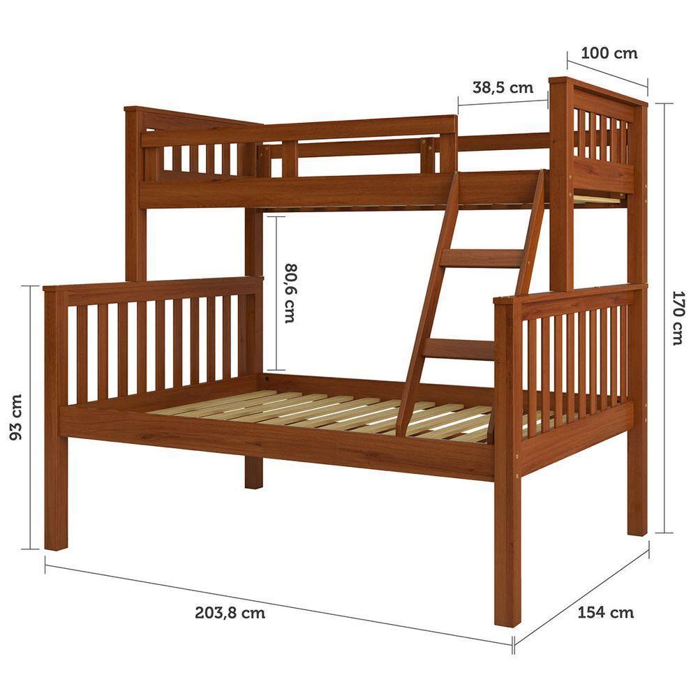 Beliche Com Cama De Casal Castanho Claro Madeira Pinus - Saraiva - 4