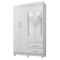Guarda Roupa Copacabana New 4 Portas 2 Gavetas Com Espelho Benetil Móveis Branco - 1