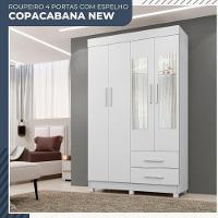 Guarda Roupa Copacabana New 4 Portas 2 Gavetas Com Espelho Benetil Móveis Branco - 2