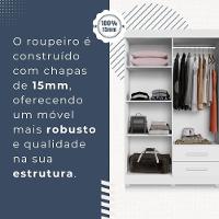 Guarda Roupa Copacabana New 4 Portas 2 Gavetas Com Espelho Benetil Móveis Branco - 3