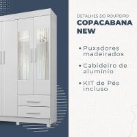 Guarda Roupa Copacabana New 4 Portas 2 Gavetas Com Espelho Benetil Móveis Branco
