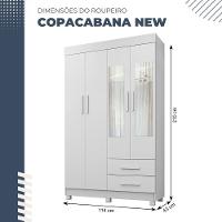 Guarda Roupa Copacabana New 4 Portas 2 Gavetas Com Espelho Benetil Móveis Branco - 6