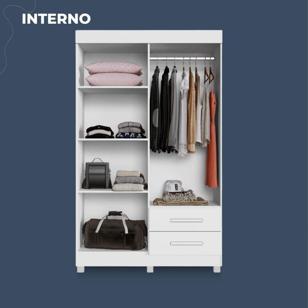 Guarda Roupa Copacabana New 4 Portas 2 Gavetas Benetil Móveis Branco - 7