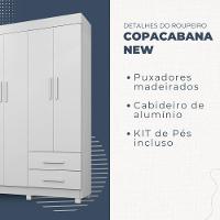 Guarda Roupa Copacabana New 4 Portas 2 Gavetas Benetil Móveis Branco - 6
