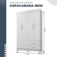 Guarda Roupa Copacabana New 4 Portas 2 Gavetas Benetil Móveis Branco - 8