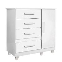 Cômoda New Florença 1 Porta 4 Gavetas Em Mdp Benetil Móveis Branco - 1