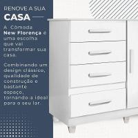 Cômoda New Florença 1 Porta 4 Gavetas Em Mdp Benetil Móveis Branco - 3