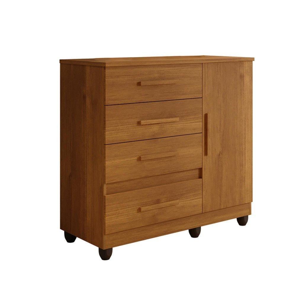Cômoda New Florença 1 Porta 4 Gavetas Em Mdp Benetil Móveis Cinamomo - 1