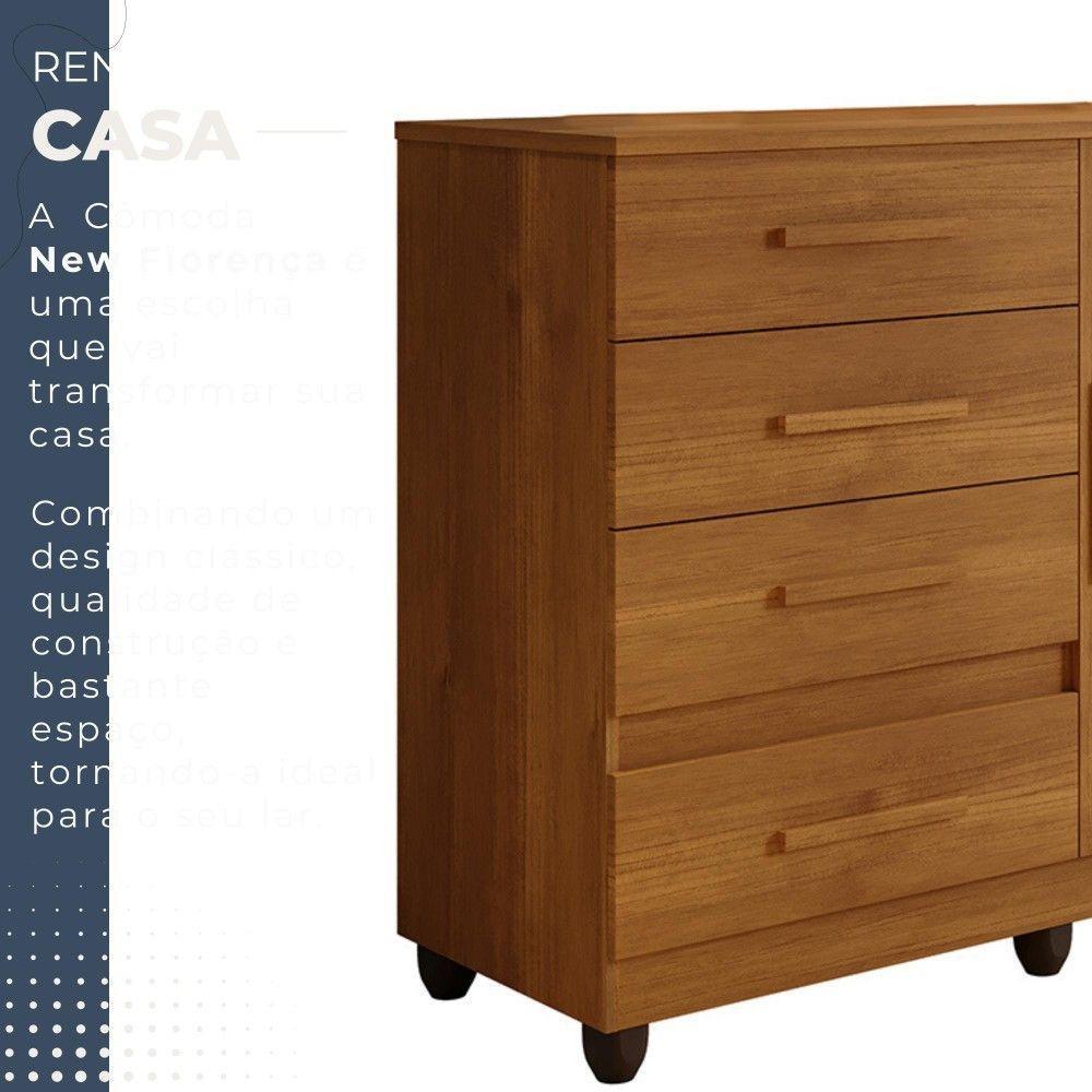 Cômoda New Florença 1 Porta 4 Gavetas Em Mdp Benetil Móveis Cinamomo - 3