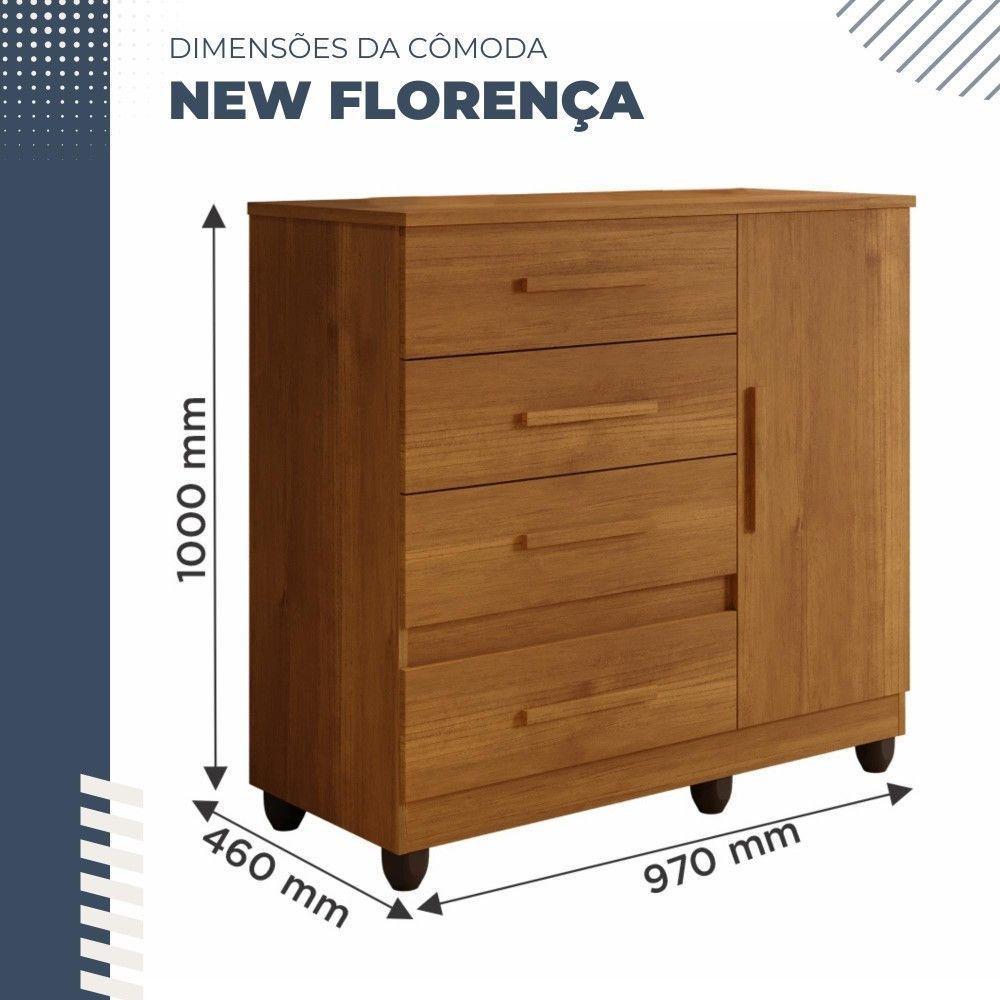 Cômoda New Florença 1 Porta 4 Gavetas Em Mdp Benetil Móveis Cinamomo - 5